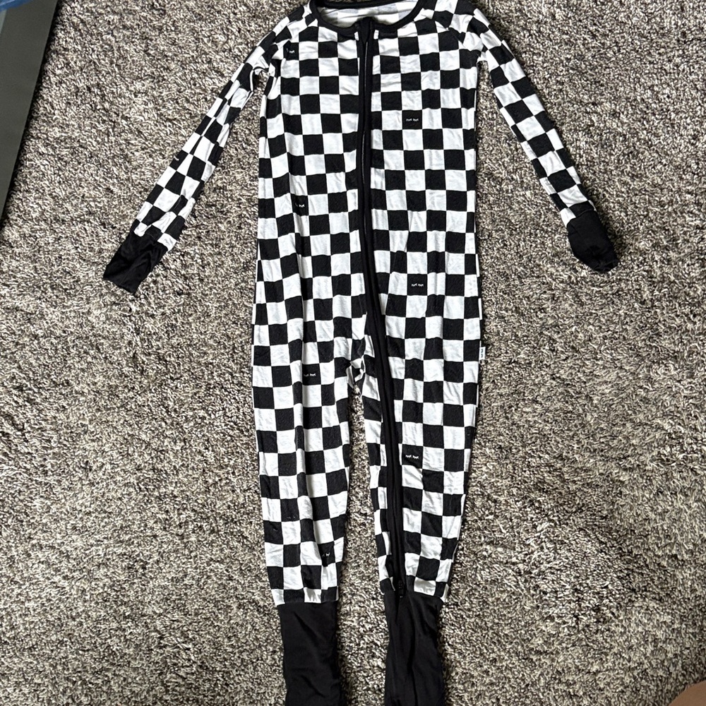 Little Sleepies Black and White Checkered Footie